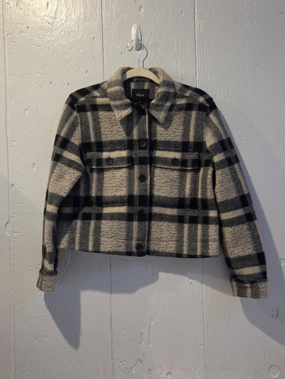 Rails Plaid Crop Jacket Shacket- Black & Cream